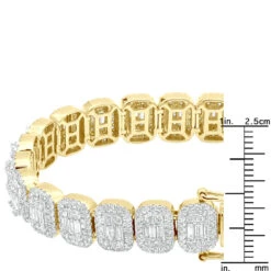 Diamond Bracelet For Women 14K Yellow Gold 8Ct Round And Baguette Diamonds -Its Hot Jewelry Shop diamond bracelet for women 14k gold 8ct round and baguette diamonds 804076 rulerye