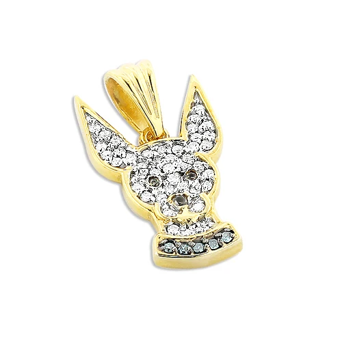 14K Yellow Gold Diamond Dog Pendant Chihuahua Pet 3 14K Yellow Gold Diamond Dog Pendant Chihuahua Pet