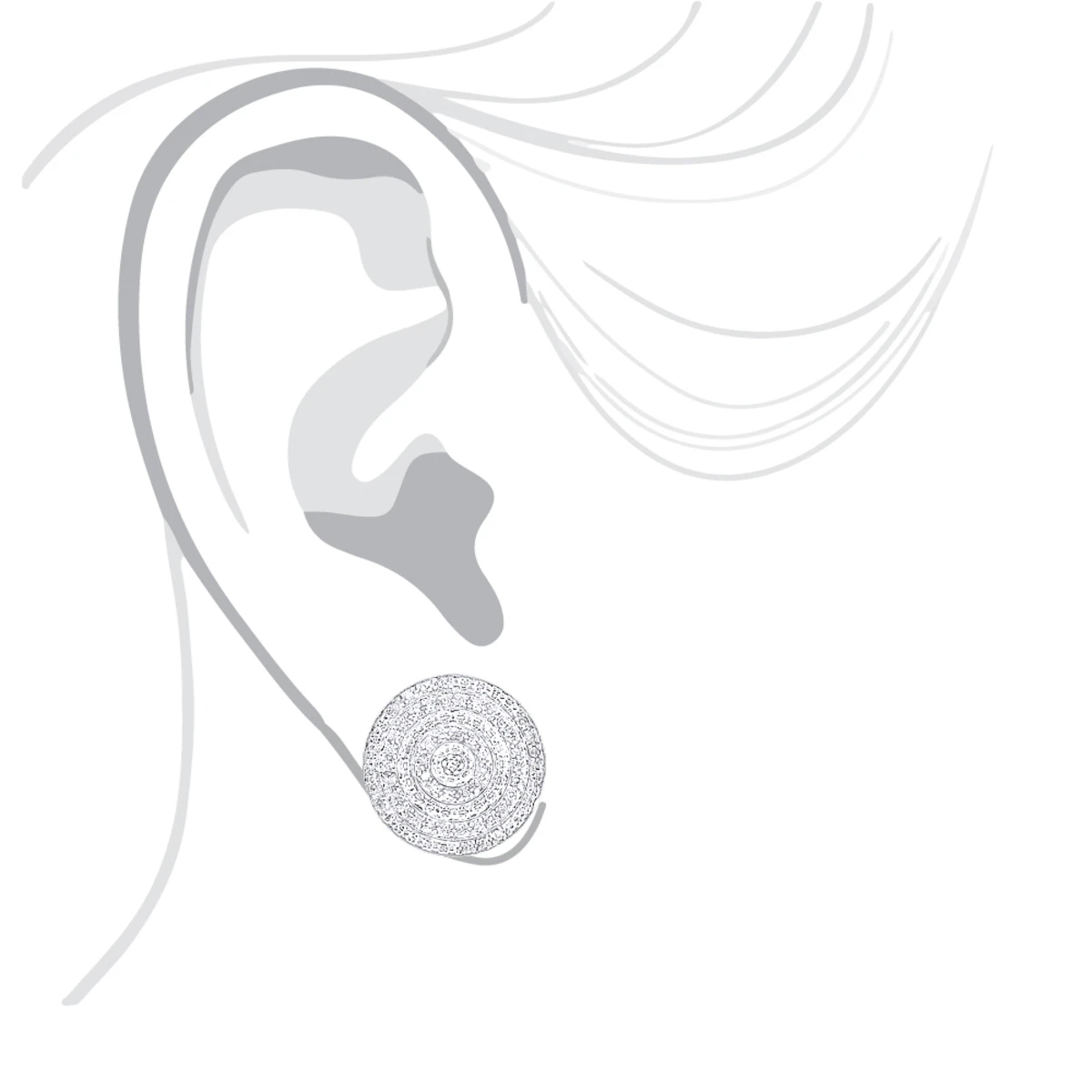 Large Diamond Circle Earrings Studs In Sterling Silver 0.22ct 6 Large Diamond Circle Earrings Studs In Sterling Silver 0.22ct - Image 4