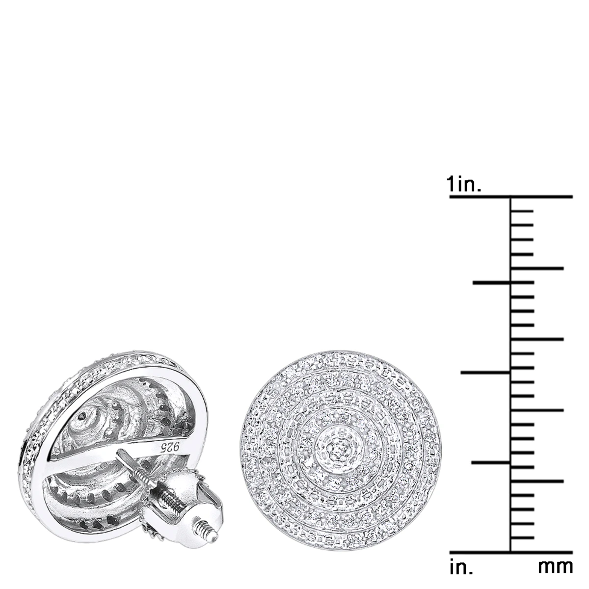 Large Diamond Circle Earrings Studs In Sterling Silver 0.22ct 5 Large Diamond Circle Earrings Studs In Sterling Silver 0.22ct - Image 3