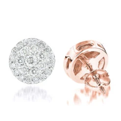 Diamond Cluster Earrings Studs 14K White Gold 1.75ct -Its Hot Jewelry Shop diamond cluster earrings studs 14k gold 175ct ro