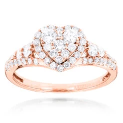 Heart Shaped Diamod Engagement Ring 14K White Gold 1 Carat Cluster Diamonds 10 Heart Shaped Diamod Engagement Ring 14K White Gold 1 Carat Cluster Diamonds -Its Hot Jewelry Shop diamond cluster heart engagement ring in 14k gold 1ct g h vs si diamonds ro