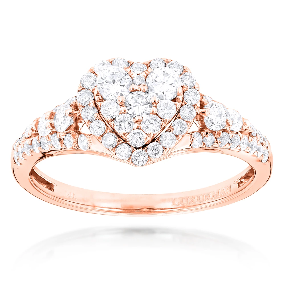 Heart Shaped Diamod Engagement Ring 14K White Gold 1 Carat Cluster Diamonds 5 Heart Shaped Diamod Engagement Ring 14K White Gold 1 Carat Cluster Diamonds - Image 3