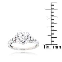 Heart Shaped Diamod Engagement Ring 14K White Gold 1 Carat Cluster Diamonds 13 Heart Shaped Diamod Engagement Ring 14K White Gold 1 Carat Cluster Diamonds -Its Hot Jewelry Shop diamond cluster heart engagement ring in 14k gold 1ct g h vs si diamonds rulerwh