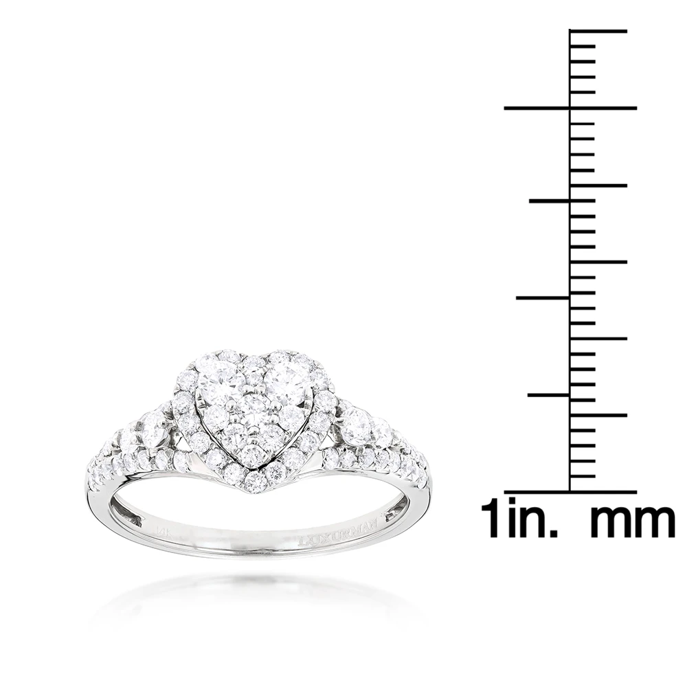 Heart Shaped Diamod Engagement Ring 14K White Gold 1 Carat Cluster Diamonds 8 Heart Shaped Diamod Engagement Ring 14K White Gold 1 Carat Cluster Diamonds - Image 6
