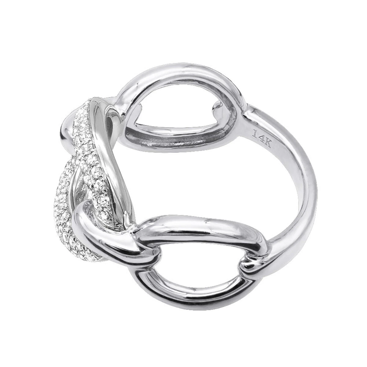 Luxurman 14K Yellow Gold Cuban Link Chain Design Ladies Diamond Cocktail Ring 0.6ct 6 Luxurman 14K Yellow Gold Cuban Link Chain Design Ladies Diamond Cocktail Ring 0.6ct - Image 4