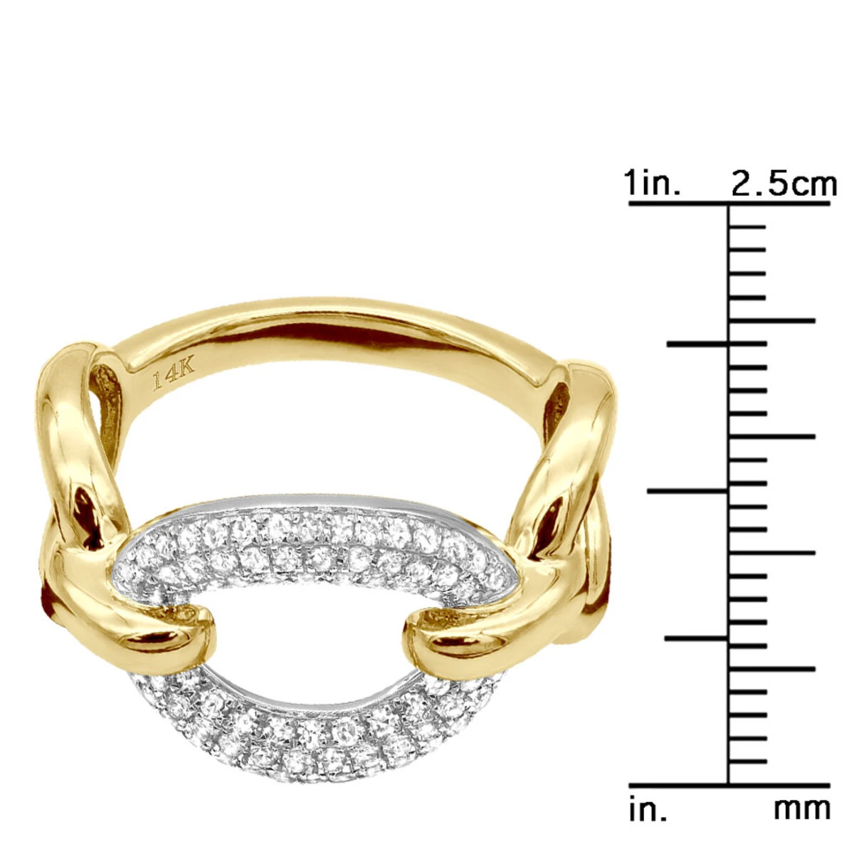 Luxurman 14K Yellow Gold Cuban Link Chain Design Ladies Diamond Cocktail Ring 0.6ct 10 Luxurman 14K Yellow Gold Cuban Link Chain Design Ladies Diamond Cocktail Ring 0.6ct - Image 8