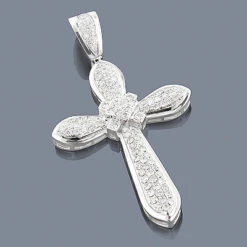 Diamond Cross Necklace 14K White Gold 1.78ct
