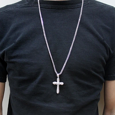 Diamond Cross Necklace 14K White Gold 1.78ct 5 Diamond Cross Necklace 14K White Gold 1.78ct - Image 3