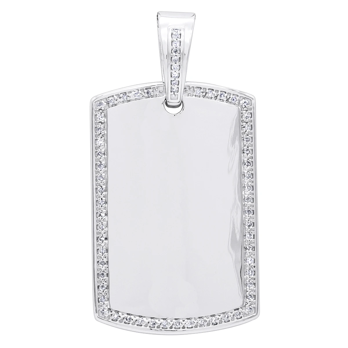 Diamond Dog Tag Pendant In Sterling Silver 0.48ct 3 Diamond Dog Tag Pendant In Sterling Silver 0.48ct
