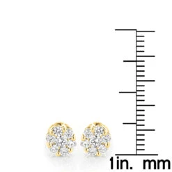 Diamond Earrings Cluster Stud Style 1/2ct 14K Yellow Gold -Its Hot Jewelry Shop diamond earrings cluster stud style 12ct 14k gold rulerye
