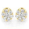 Diamond Earrings Cluster Stud Style 1/2ct 14K Yellow Gold