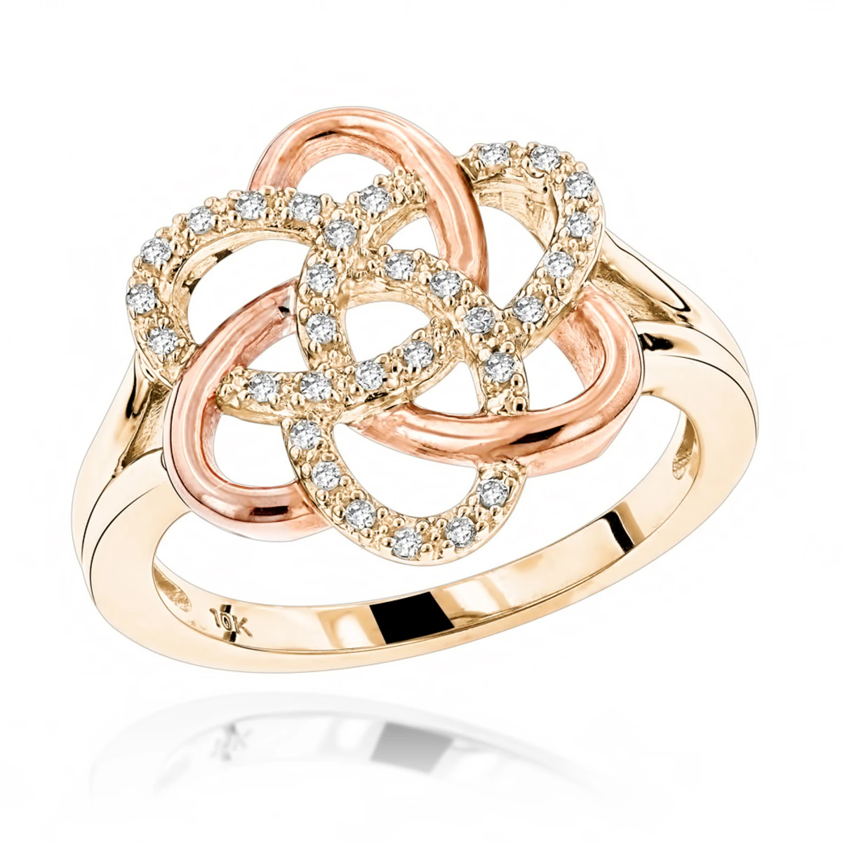 Diamond Flower Ring 10K White Gold 0.13ct Gold 4 Diamond Flower Ring 10K White Gold 0.13ct Gold - Image 2