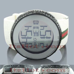 Unique White & Black Diamond Gucci Watch For Men 5.25 Carats YA114214