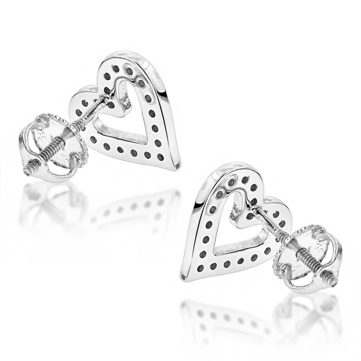 Women's Diamond Heart Earrings 0.29ct 14K White Gold 6 Women's Diamond Heart Earrings 0.29ct 14K White Gold - Image 4