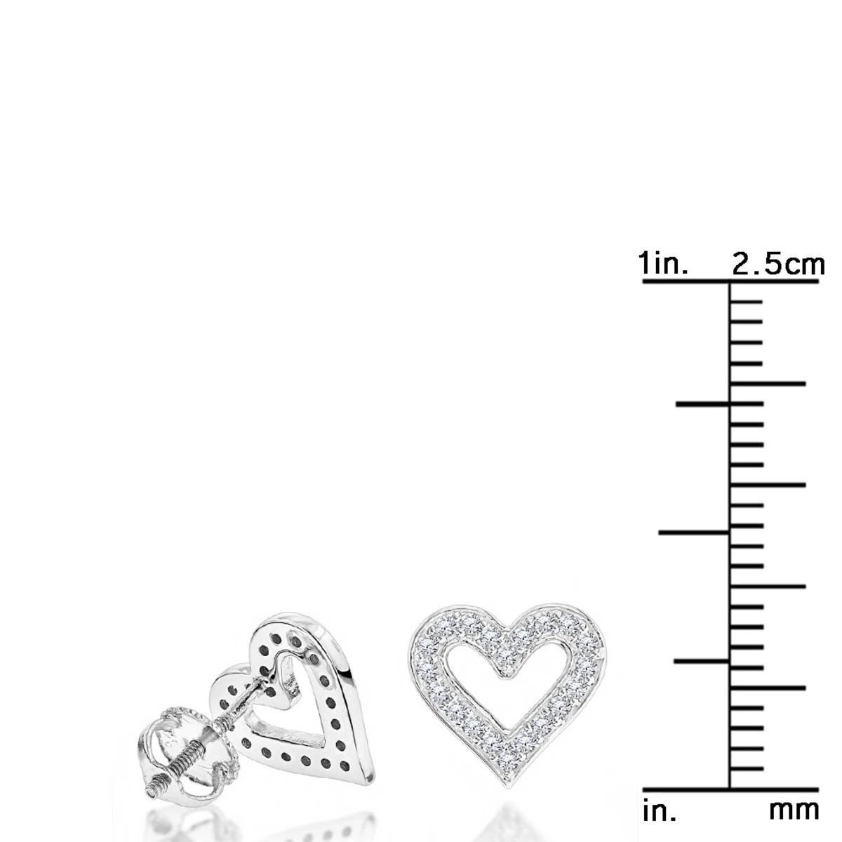 Women's Diamond Heart Earrings 0.29ct 14K White Gold 7 Women's Diamond Heart Earrings 0.29ct 14K White Gold - Image 5