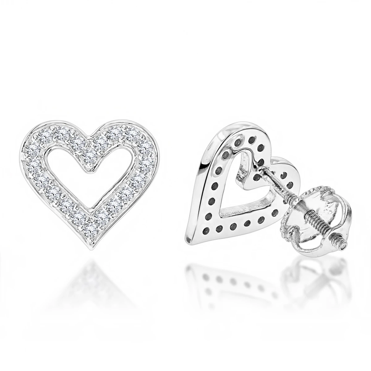 Women's Diamond Heart Earrings 0.29ct 14K White Gold 3 Women's Diamond Heart Earrings 0.29ct 14K White Gold