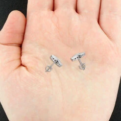 Diamond Heart Earrings Studs: 10K White Gold Pave Diamonds 0.5ct -Its Hot Jewelry Shop diamond heart earrings studs 10k gold pave diamonds 05ct 4