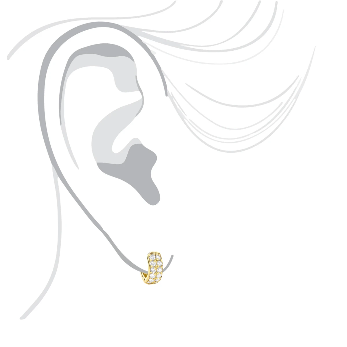 Diamond Hoop Earrings 14K Yellow Gold 1 Carat Diamond Huggie Earrings 7 Diamond Hoop Earrings 14K Yellow Gold 1 Carat Diamond Huggie Earrings - Image 5