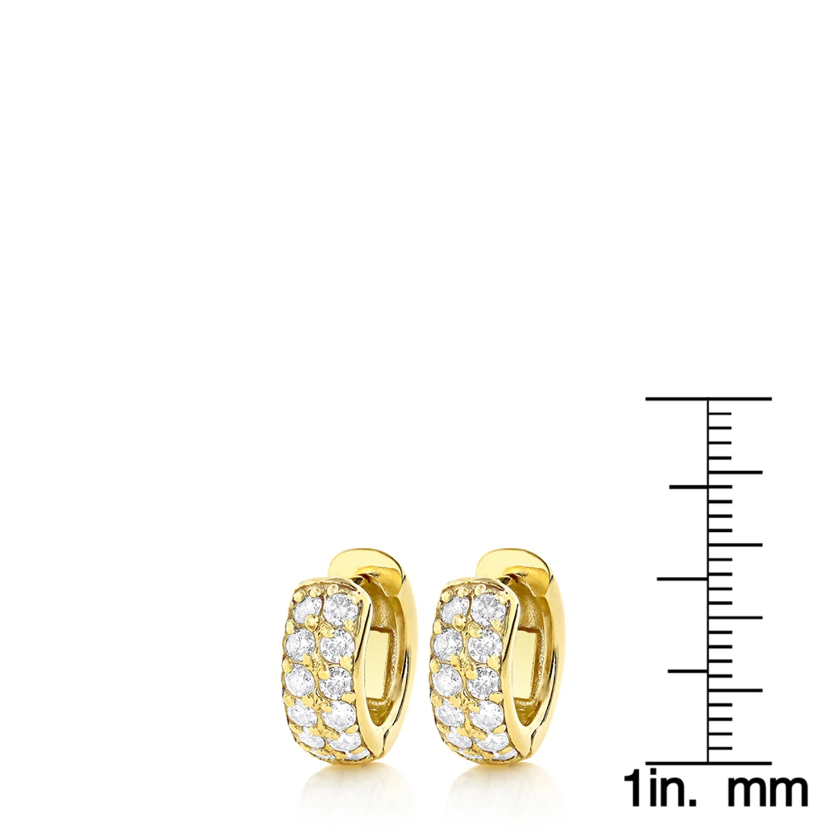 Diamond Hoop Earrings 14K Yellow Gold 1 Carat Diamond Huggie Earrings 8 Diamond Hoop Earrings 14K Yellow Gold 1 Carat Diamond Huggie Earrings - Image 6