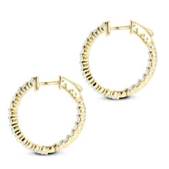 Diamond Hoop Earrings 2.20ct 14K Yellow Gold Inside Out -Its Hot Jewelry Shop diamond hoop earrings 220ct 14k inside out p 45375 backye