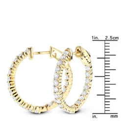 Diamond Hoop Earrings 2.20ct 14K Yellow Gold Inside Out -Its Hot Jewelry Shop diamond hoop earrings 220ct 14k inside out p 45375 rulerye