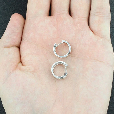 Diamond Hoop Huggie Earrings In Sterling Silver .30ct 4 Diamond Hoop Huggie Earrings In Sterling Silver .30ct - Image 2