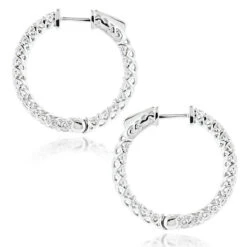 Diamond Hoops 14K White Gold Diamond Hoop Earrings Inside Out 1.87 11 Diamond Hoops 14K White Gold Diamond Hoop Earrings Inside Out 1.87 -Its Hot Jewelry Shop diamond hoops 14k diamond hoop earrings inside out 187 p 11 backwh