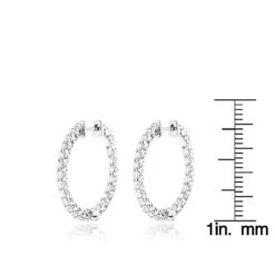 Diamond Hoops 14K White Gold Diamond Hoop Earrings Inside Out 1.87 13 Diamond Hoops 14K White Gold Diamond Hoop Earrings Inside Out 1.87 -Its Hot Jewelry Shop diamond hoops 14k diamond hoop earrings inside out 187 p 11 rulerwh