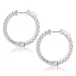 1in Diamond Hoops 14K White Gold Inside Out Diamond Hoop Earrings For Women 2.2ct -Its Hot Jewelry Shop diamond hoops 14k diamond hoop earrings inside out 264 p 10 backwh