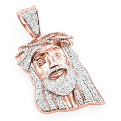 Diamond Jesus Head Pendant 0.75ct 10K White Gold Mini Jesus Face Charm -Its Hot Jewelry Shop diamond jesus head pendant 09ct 10k mini jesus head ro