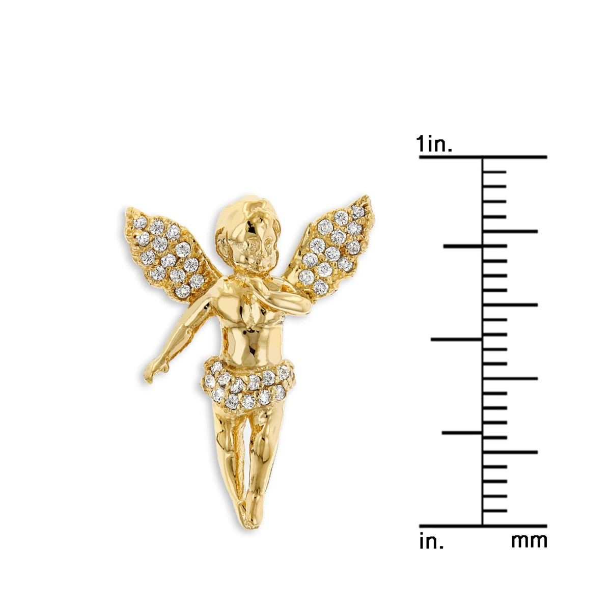 Baby Diamond Little Angel Pendant 14K Yellow Gold 0.25ct Mini Charm 8 Baby Diamond Little Angel Pendant 14K Yellow Gold 0.25ct Mini Charm - Image 6