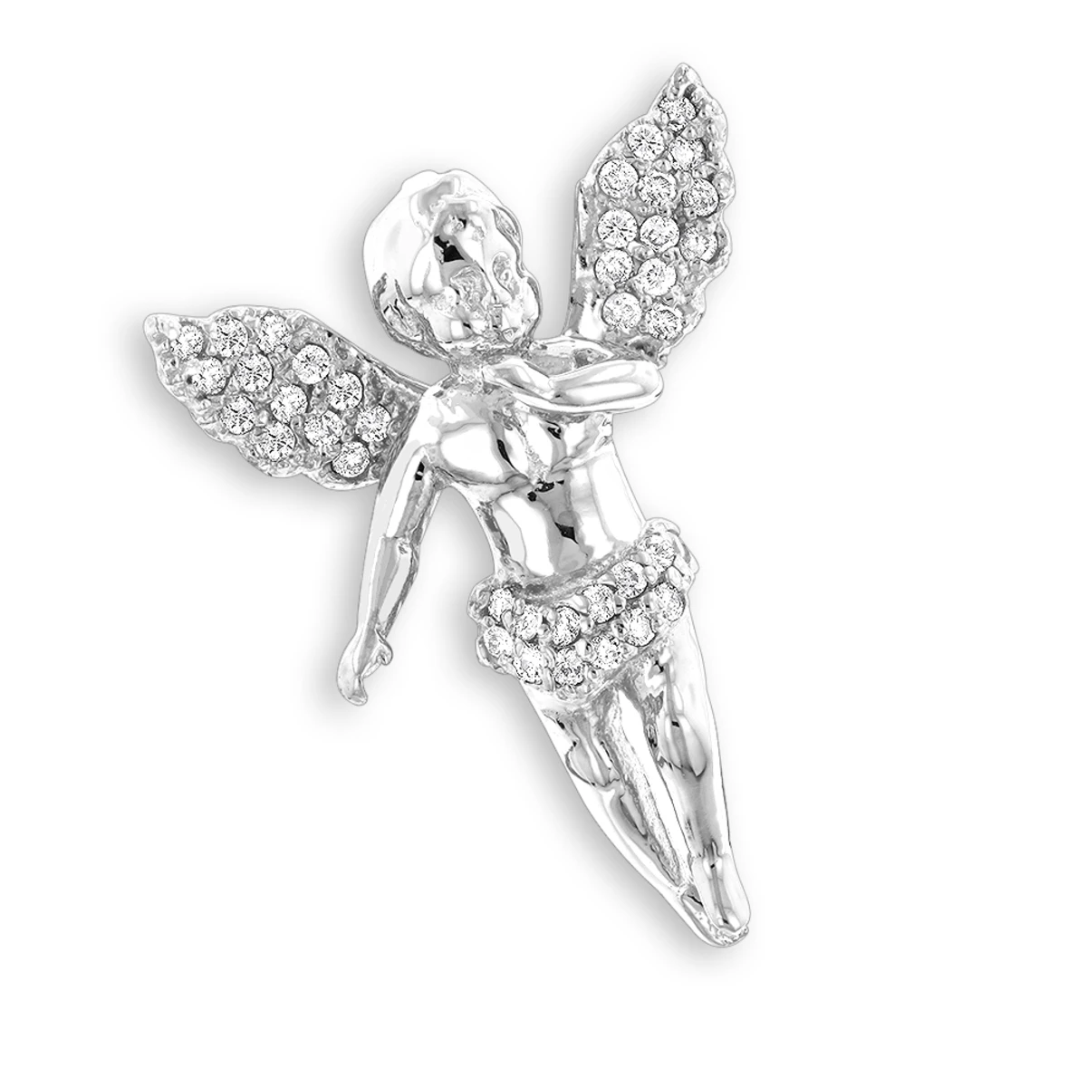 Baby Diamond Little Angel Pendant 14K Yellow Gold 0.25ct Mini Charm 4 Baby Diamond Little Angel Pendant 14K Yellow Gold 0.25ct Mini Charm - Image 2