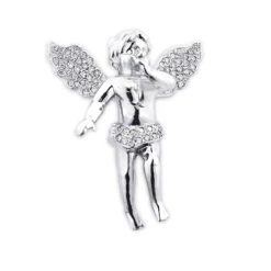 Real Diamond Angel Pendant 14K White Gold 0.5ct Small Charm