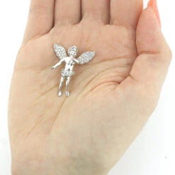 Real Diamond Angel Pendant 14K White Gold 0.5ct Small Charm -Its Hot Jewelry Shop diamond little angel pendant 14k gold 049ct 3