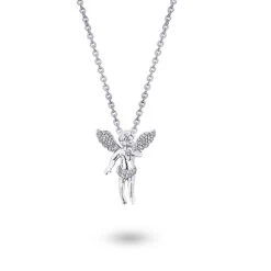 Real Diamond Angel Pendant 14K White Gold 0.5ct Small Charm -Its Hot Jewelry Shop diamond little angel pendant 14k gold 049ct 4