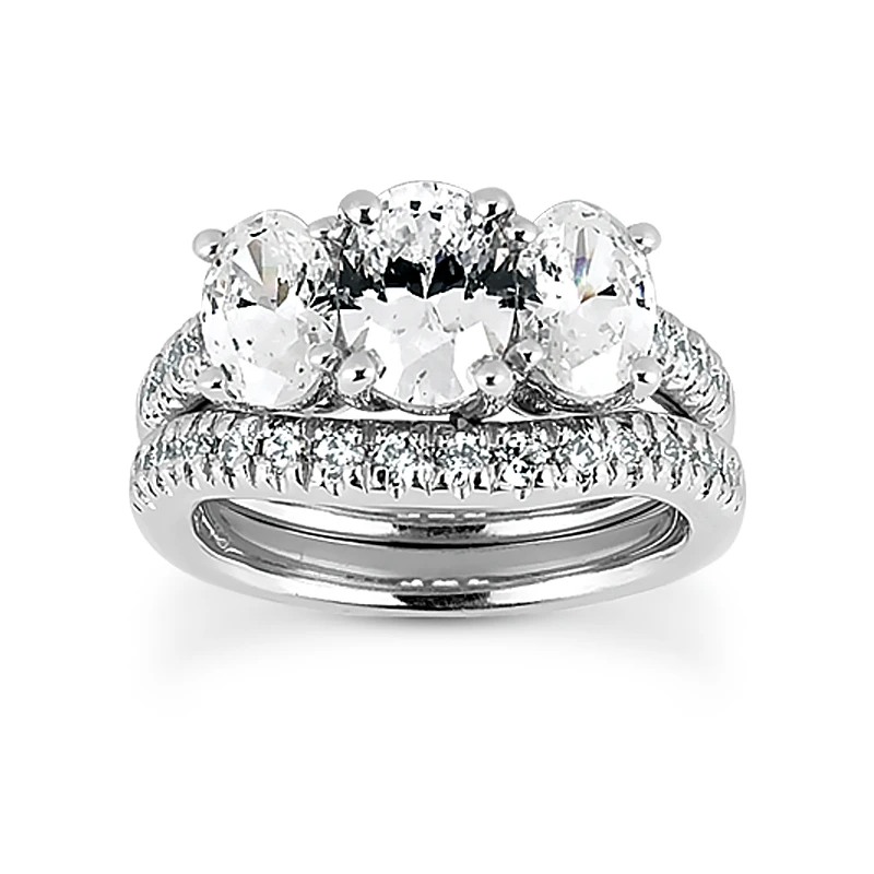 Diamond Platinum Engagement Ring Set 2.53ct Band: 2.4mm, Eng.: 2.5mm 3 Diamond Platinum Engagement Ring Set 2.53ct Band: 2.4mm, Eng.: 2.5mm