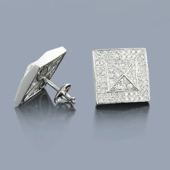 Diamond Pyramid Earrings 14K White Gold 1.40ct