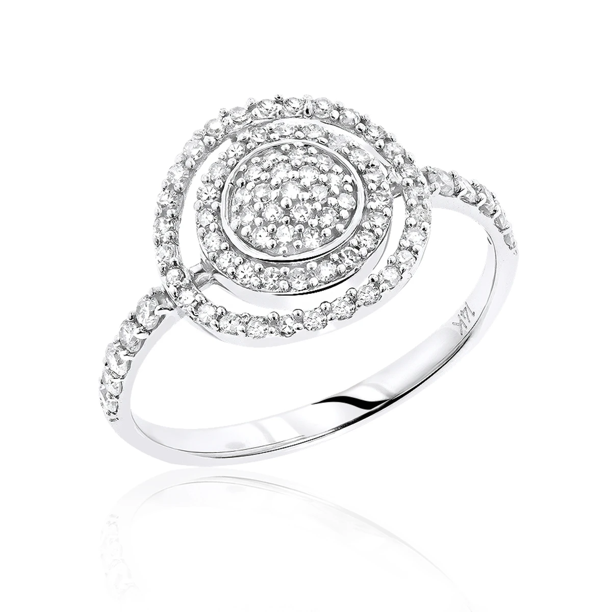 14K White Gold Designer Diamond Circle Ring 0.5 Ctw 3 14K White Gold Designer Diamond Circle Ring 0.5 Ctw