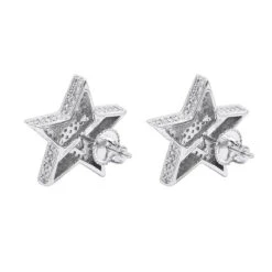 Large Diamond Star Earrings 0.20ct Sterling Silver -Its Hot Jewelry Shop diamond star earrings 020ct sterling silver p 47922 backwh