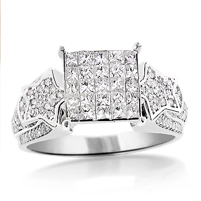 Diamond Star Engagement Ring 1.20ct 14K White Gold 3 Diamond Star Engagement Ring 1.20ct 14K White Gold