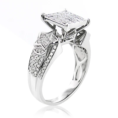 Diamond Star Engagement Ring 1.20ct 14K White Gold 4 Diamond Star Engagement Ring 1.20ct 14K White Gold - Image 2