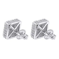 Pave Diamond Stud Earrings Under 300 - 10K White Gold Square Studs 0.33ct -Its Hot Jewelry Shop diamond stud earrings under 300 10k gold studs 029ct backwh
