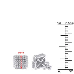Pave Diamond Stud Earrings Under 300 - 10K White Gold Square Studs 0.33ct -Its Hot Jewelry Shop diamond stud earrings under 300 10k gold studs 029ct rulerwh