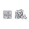Pave Diamond Stud Earrings Under 300 - 10K White Gold Square Studs 0.33ct