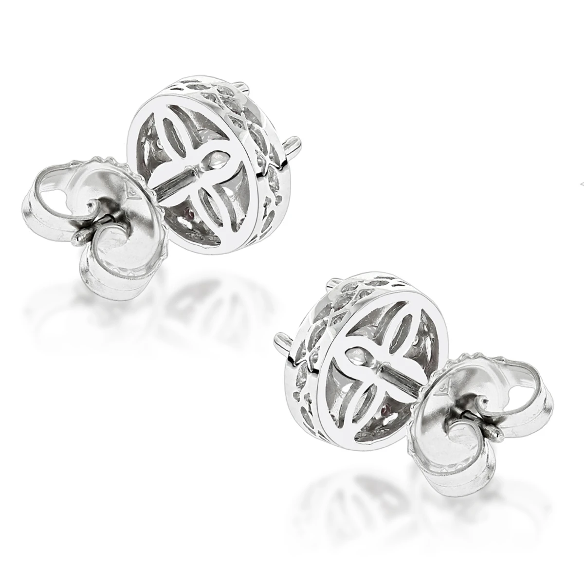 Diamond Studs 14K White Gold Cluster Diamond Stud Earrings .82ct 6 Diamond Studs 14K White Gold Cluster Diamond Stud Earrings .82ct - Image 4