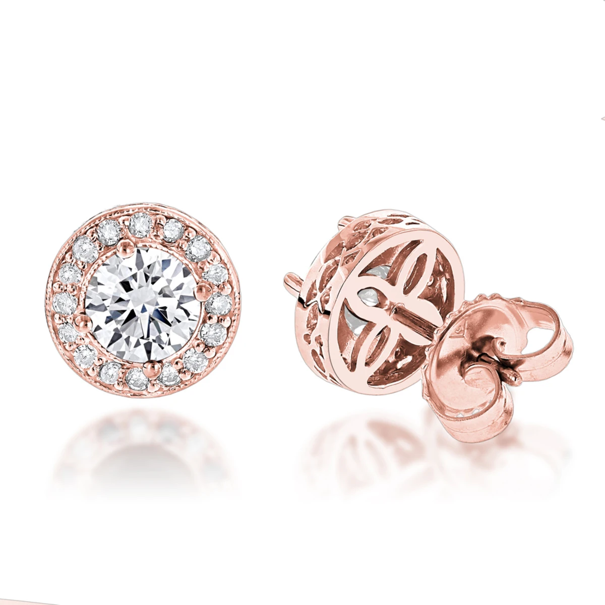 Diamond Studs 14K White Gold Cluster Diamond Stud Earrings .82ct 5 Diamond Studs 14K White Gold Cluster Diamond Stud Earrings .82ct - Image 3