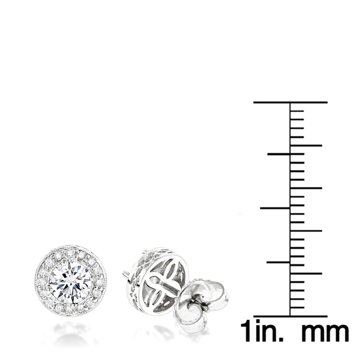 Diamond Studs 14K White Gold Cluster Diamond Stud Earrings .82ct 8 Diamond Studs 14K White Gold Cluster Diamond Stud Earrings .82ct - Image 6