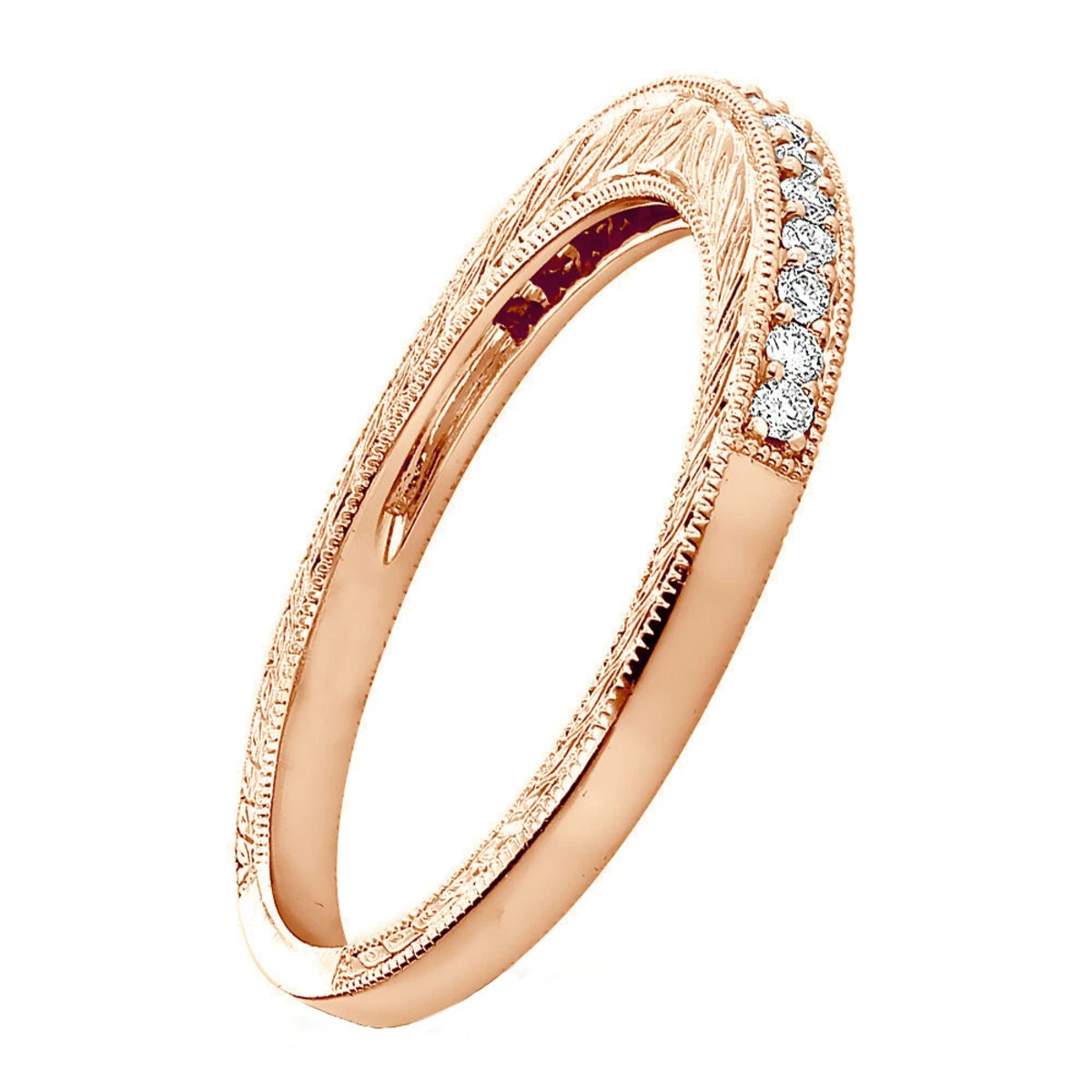 Diamond Wedding Band For Women 1/3ct Thin Antique Style Ring 14K White Gold 11 Diamond Wedding Band For Women 1/3ct Thin Antique Style Ring 14K White Gold - Image 9