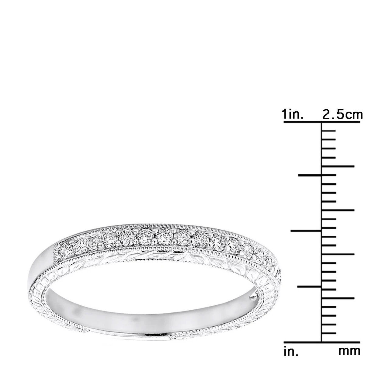 Diamond Wedding Band For Women 1/3ct Thin Antique Style Ring 14K White Gold 13 Diamond Wedding Band For Women 1/3ct Thin Antique Style Ring 14K White Gold - Image 11